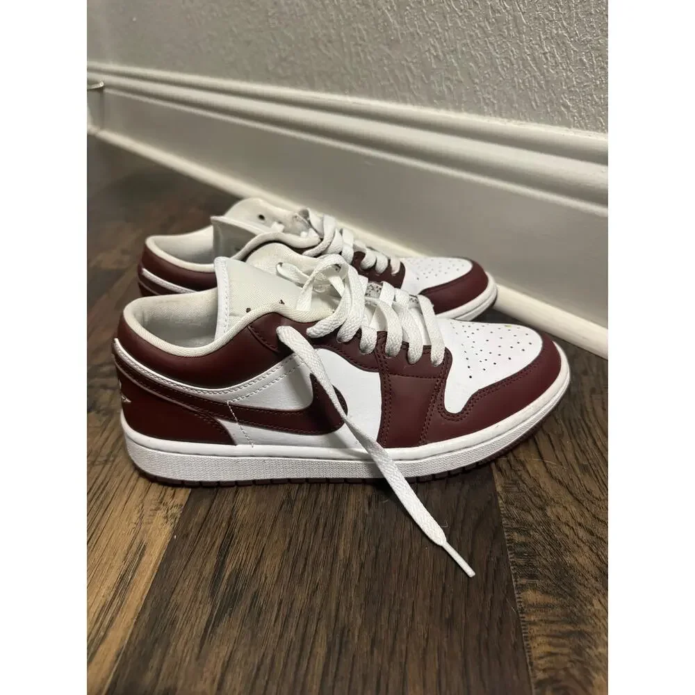 Nike Air Jordan 1 Low Women’s Size 8.5 White Burgundy Maroon Sneakers